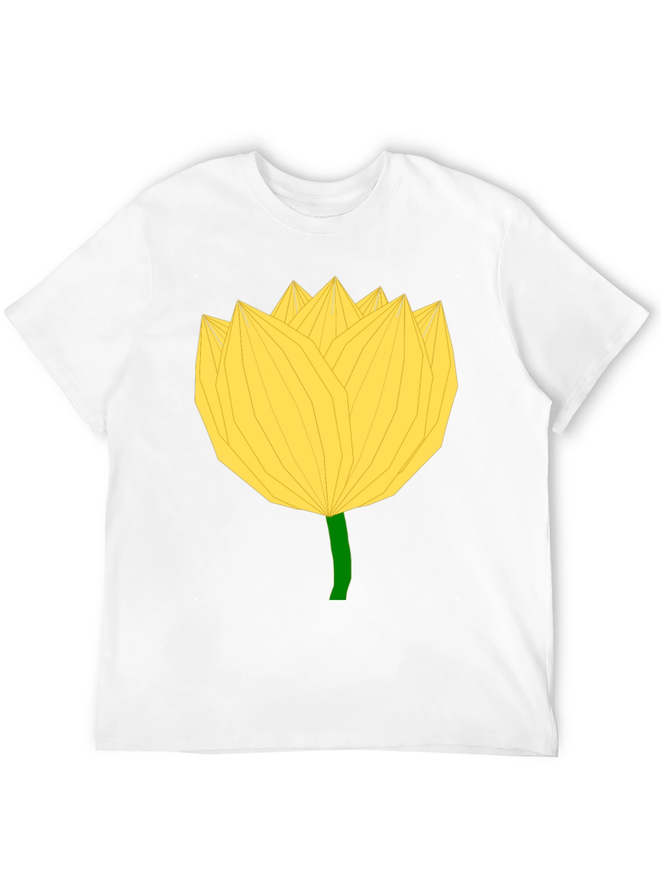 Geometric Yellow Flower Black T-Shirt