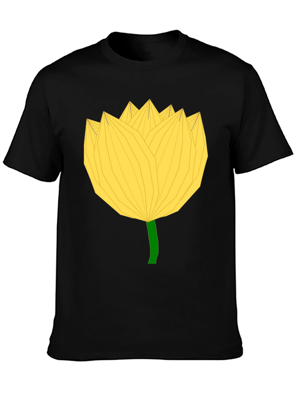 Geometric Yellow Flower Black T-Shirt