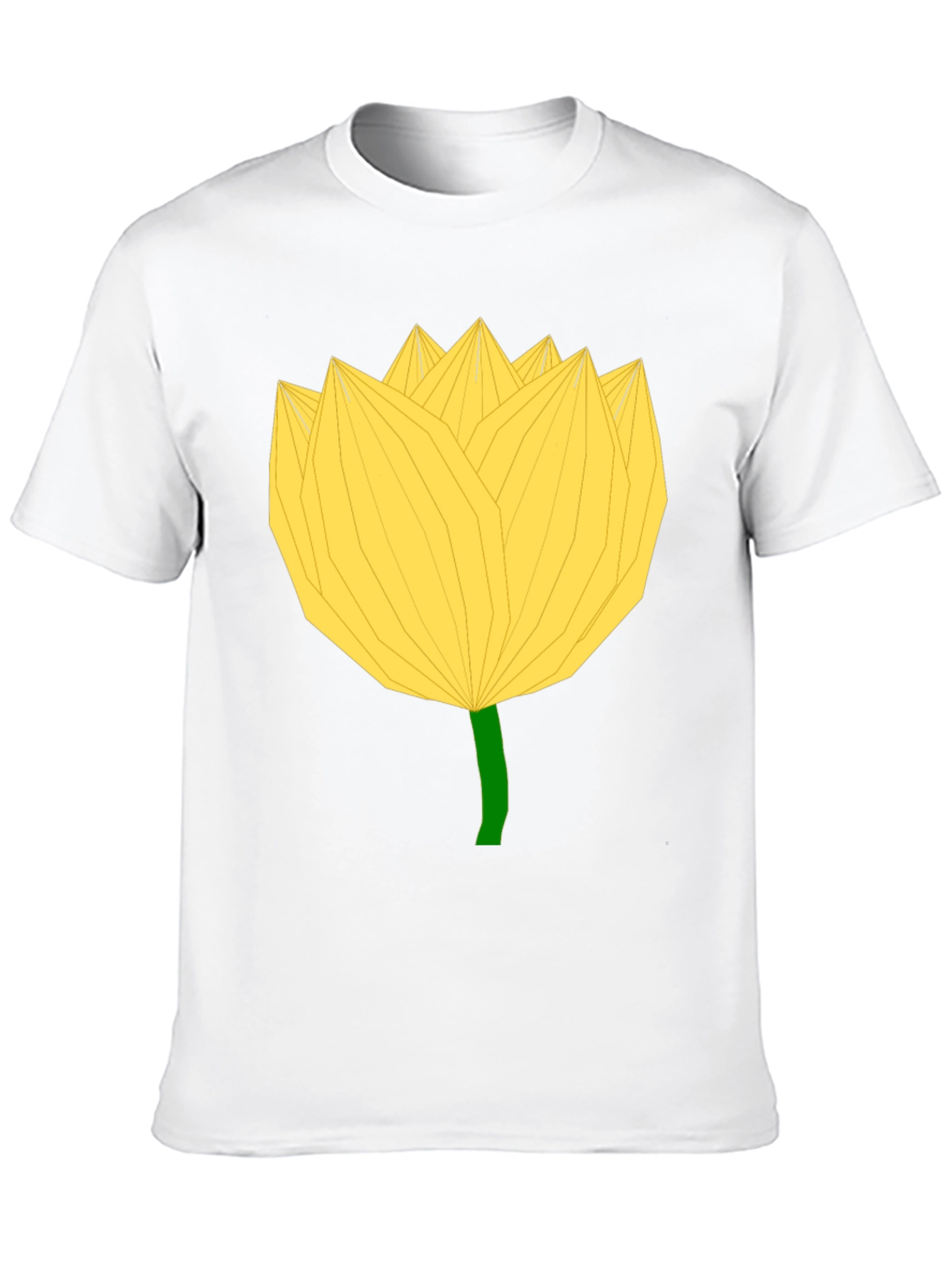 Geometric Yellow Flower Black T-Shirt