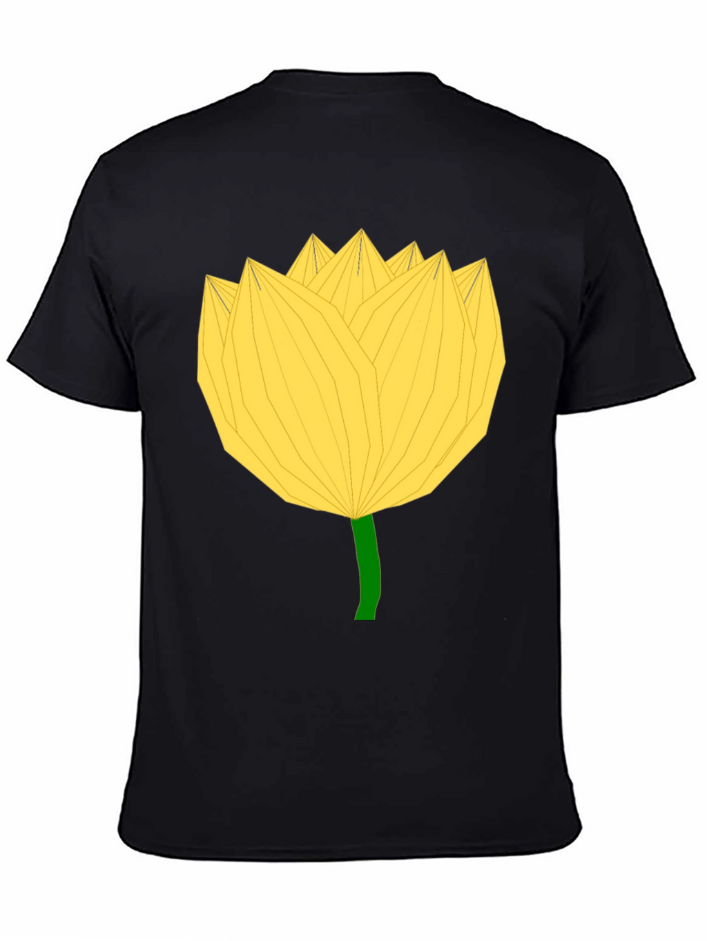 Geometric Yellow Flower Black T-Shirt
