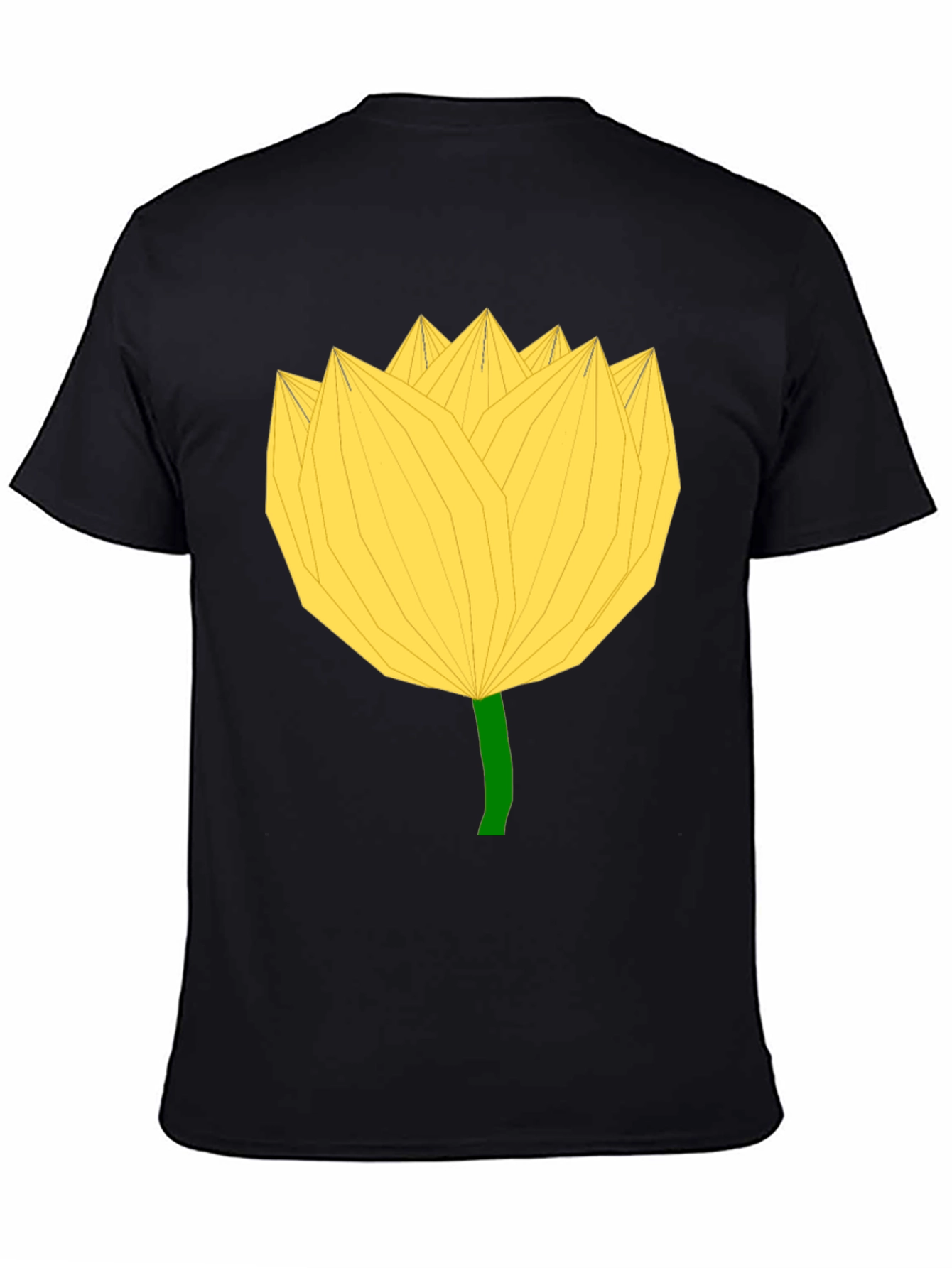 Geometric Yellow Flower Black T-Shirt