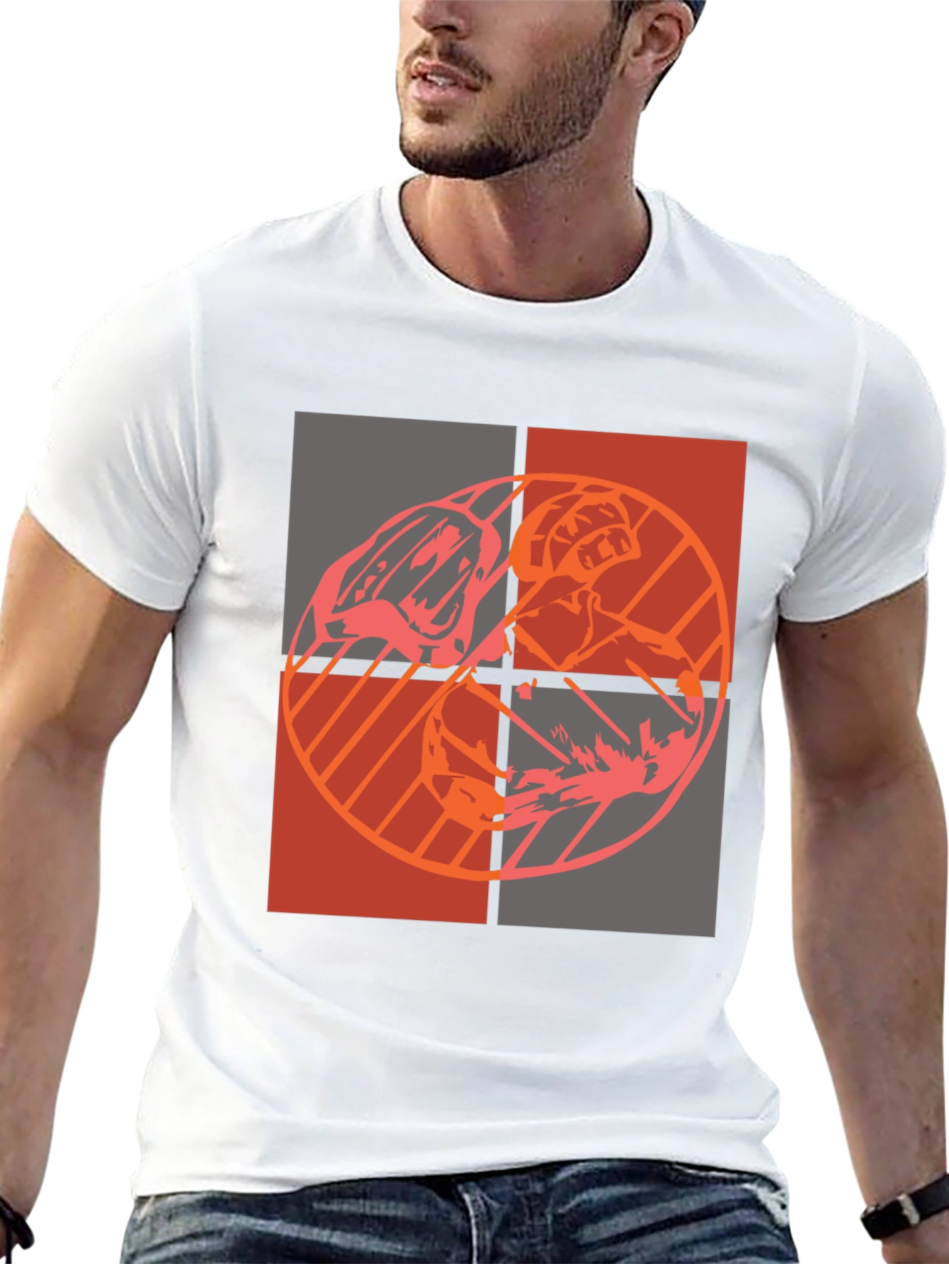 Geometric Graphic Print Black T-Shirt