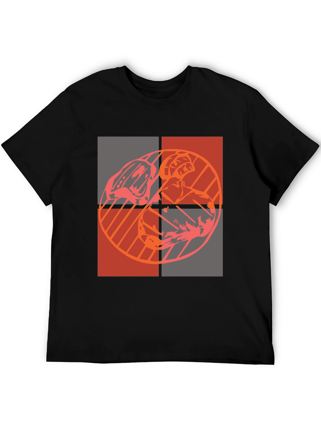 Geometric Graphic Print Black T-Shirt