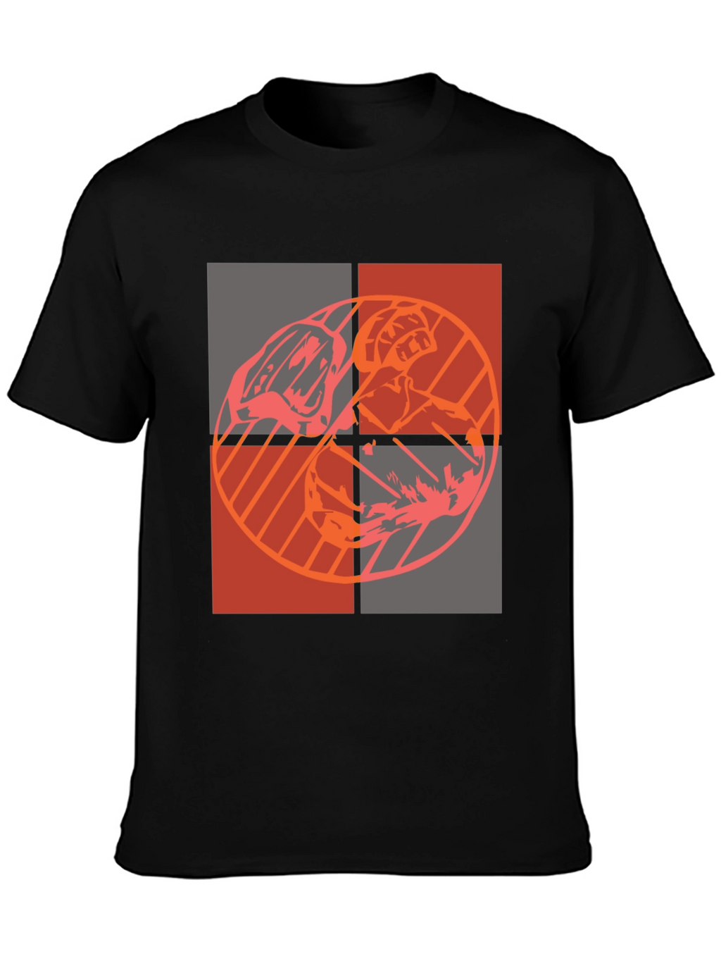 Geometric Graphic Print Black T-Shirt