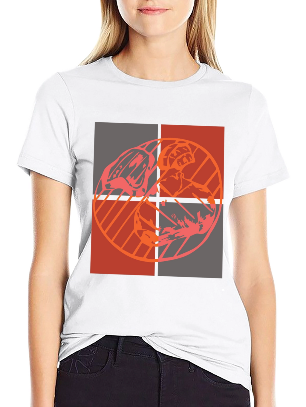 Geometric Graphic Print Black T-Shirt