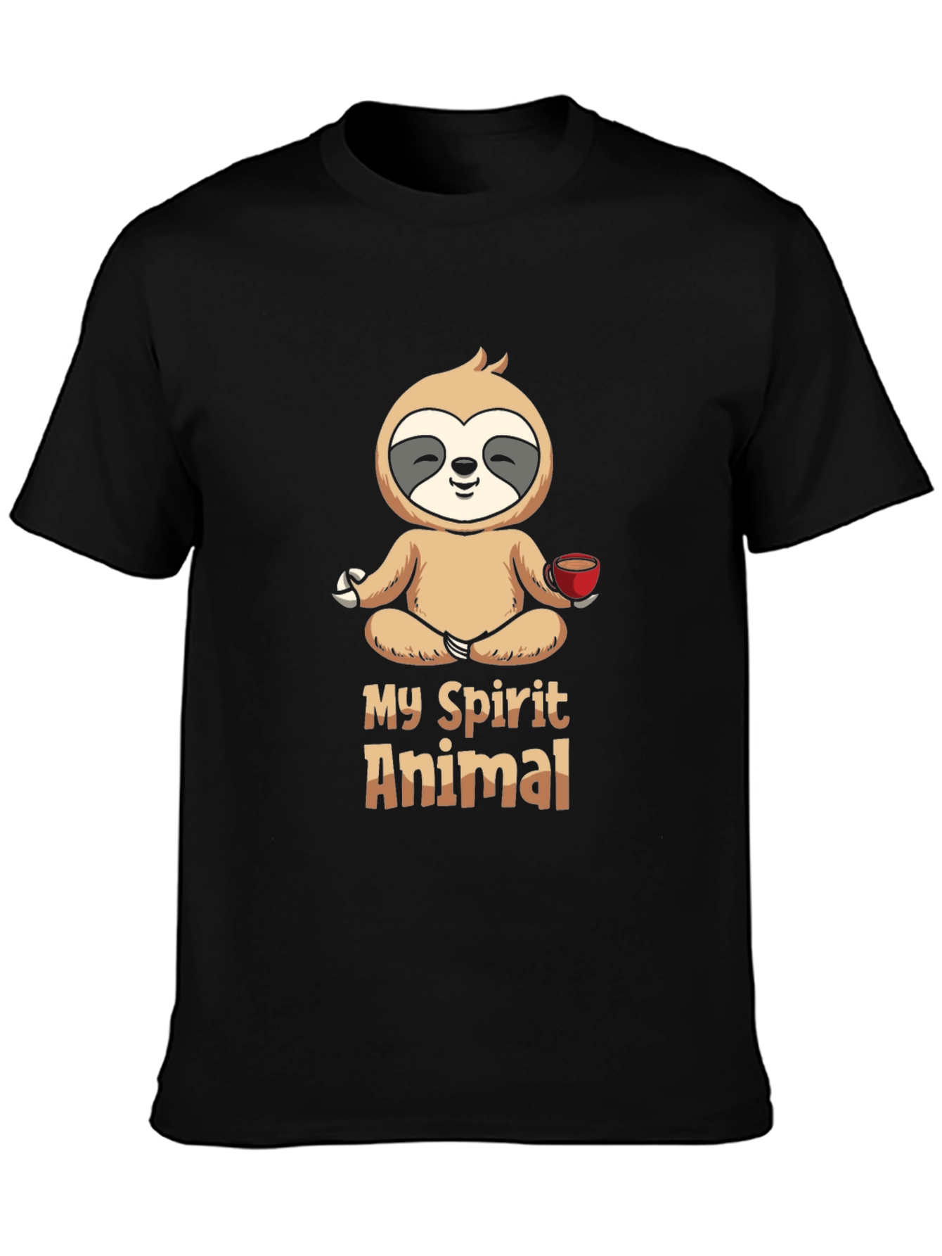 My Spirit Animal Sloth Meditation Black T-Shirt