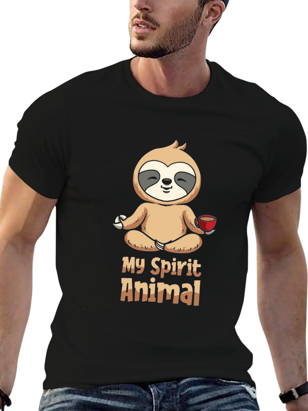 My Spirit Animal Sloth Meditation Black T-Shirt