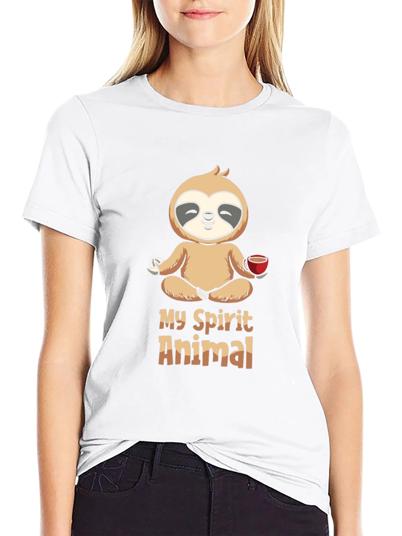 My Spirit Animal Sloth Meditation Black T-Shirt