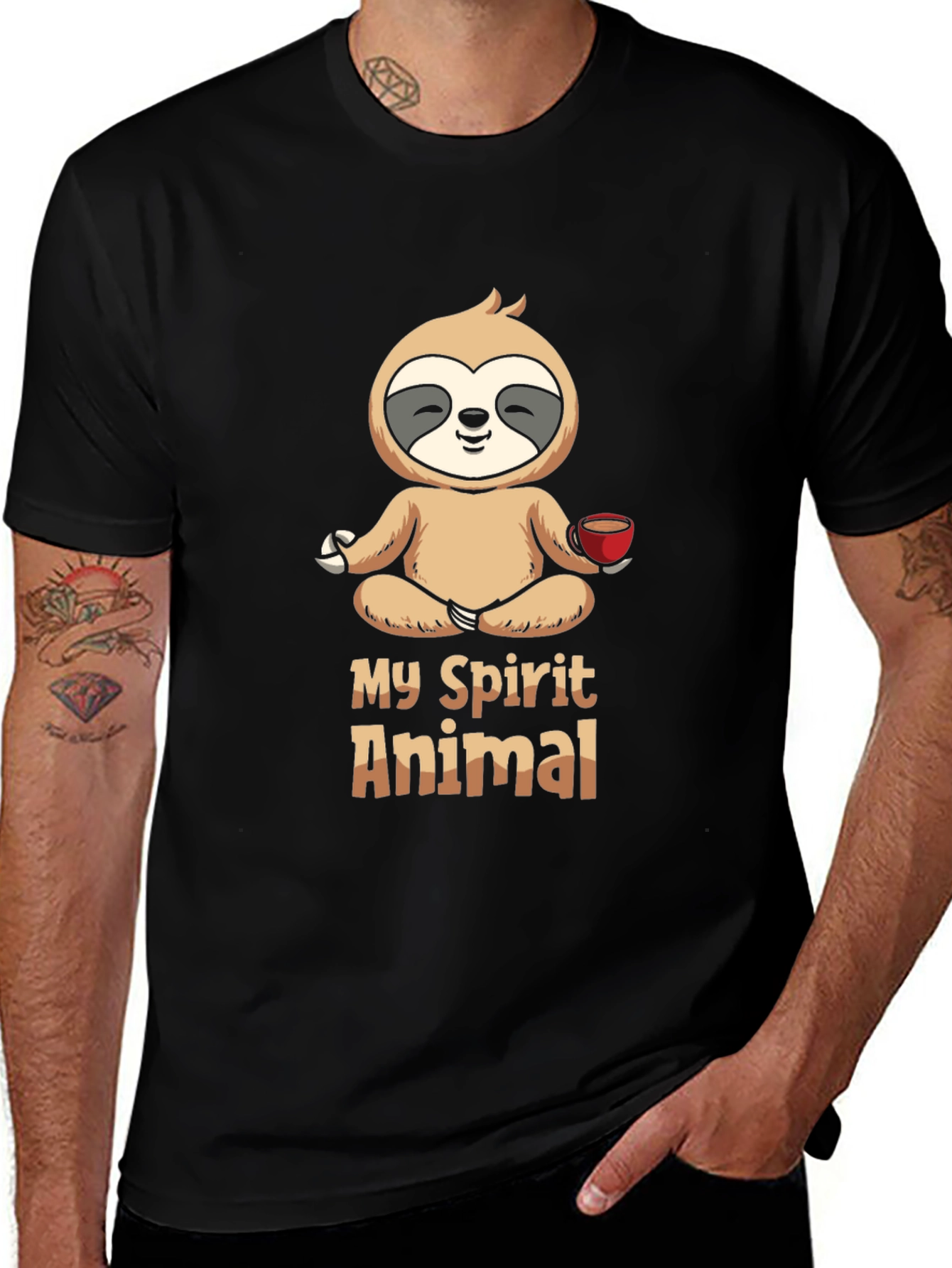 My Spirit Animal Sloth Meditation Black T-Shirt