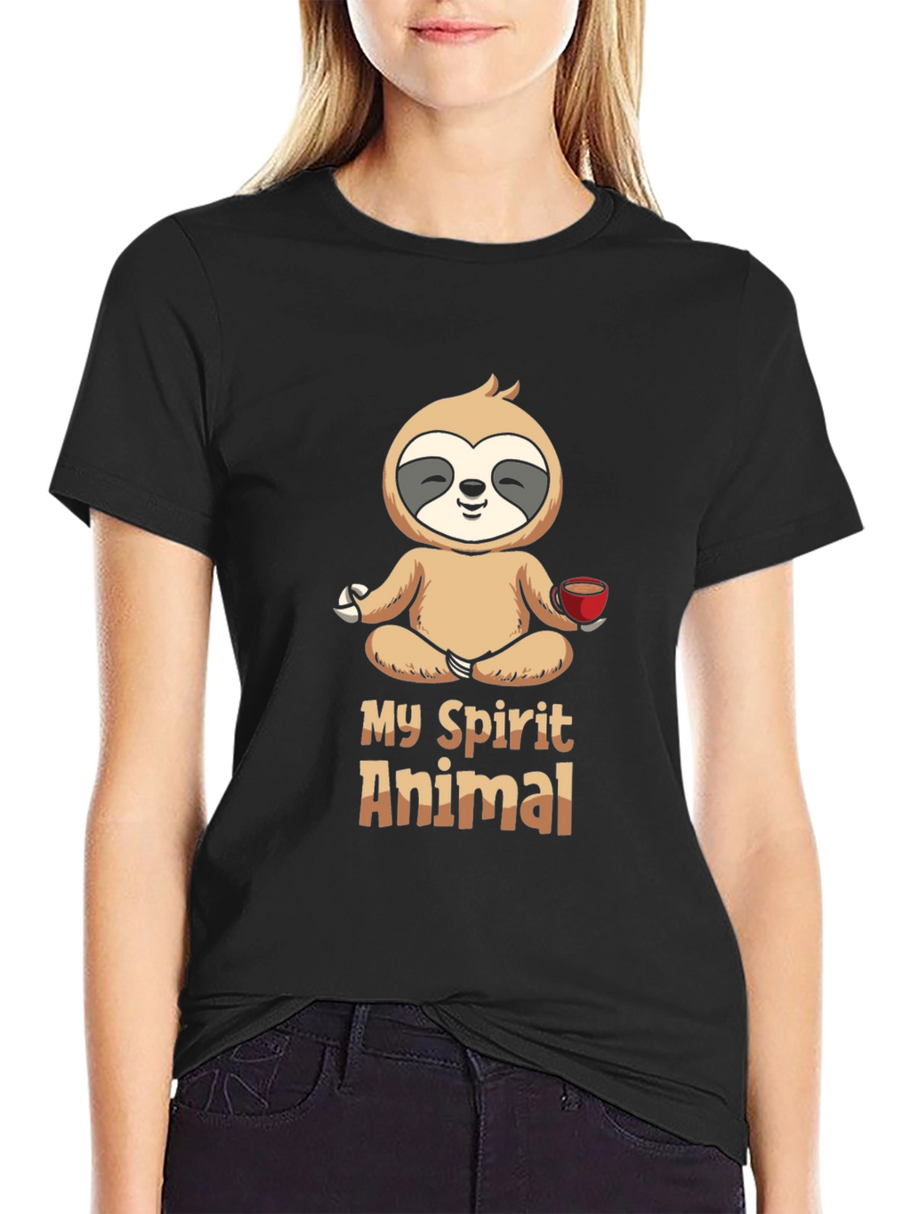 My Spirit Animal Sloth Meditation Black T-Shirt