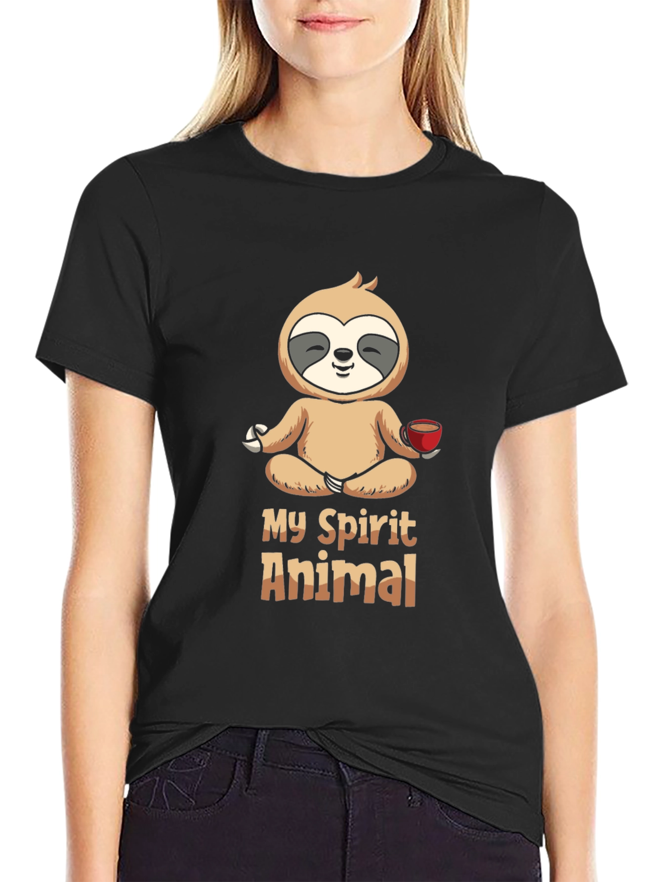 My Spirit Animal Sloth Meditation Black T-Shirt