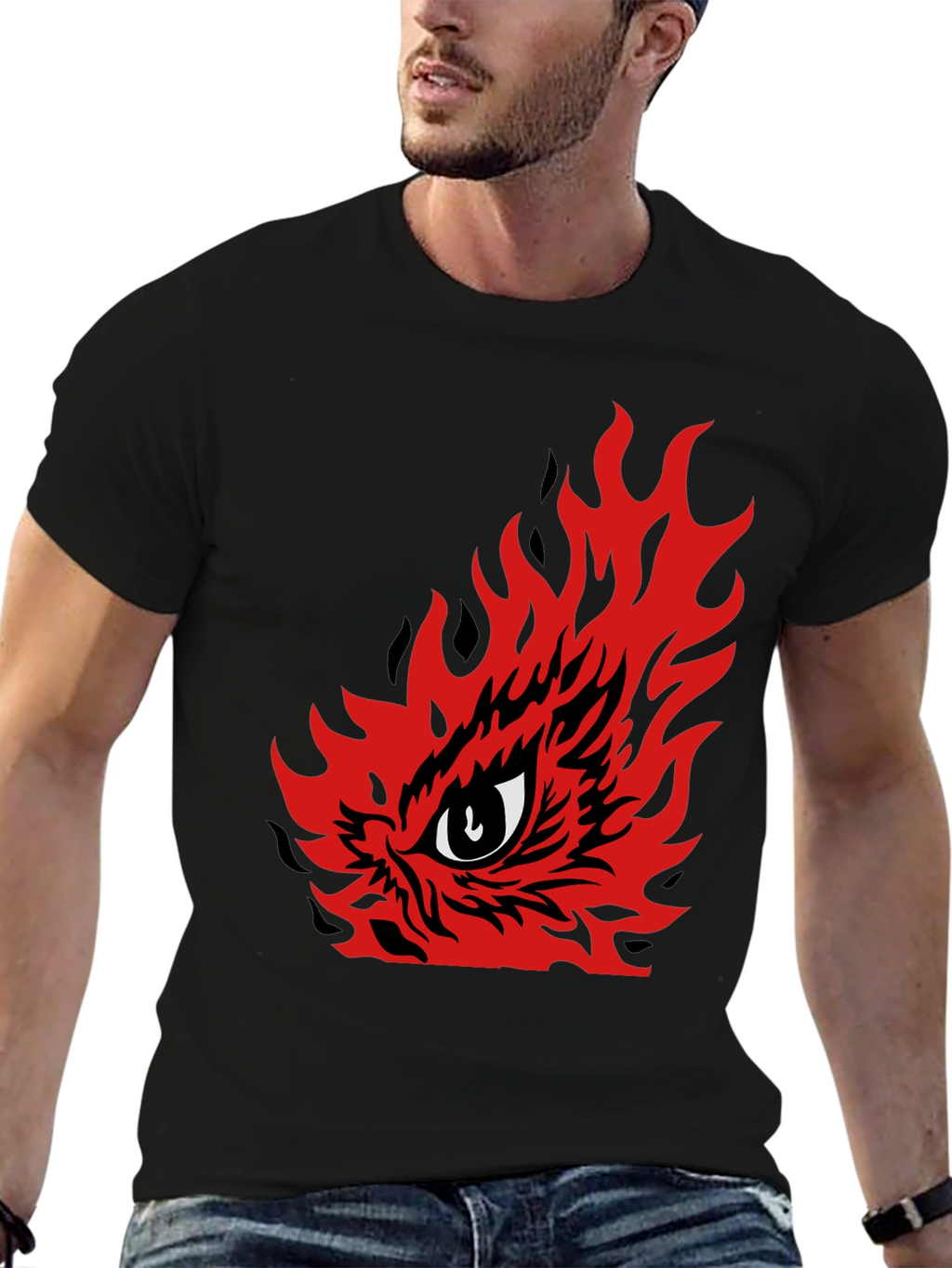 Fiery Eye Graphic Tee - Mens Black T-Shirt