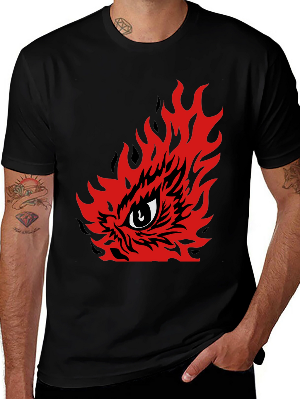 Fiery Eye Graphic Tee - Mens Black T-Shirt
