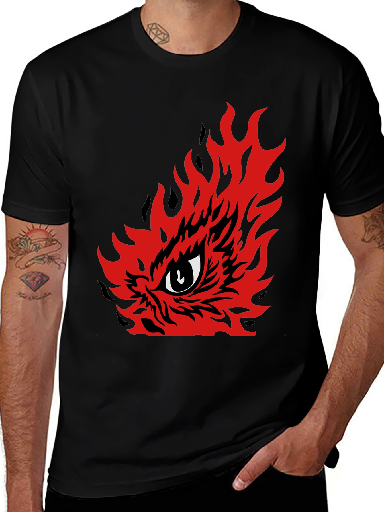 Fiery Eye Graphic Tee - Mens Black T-Shirt