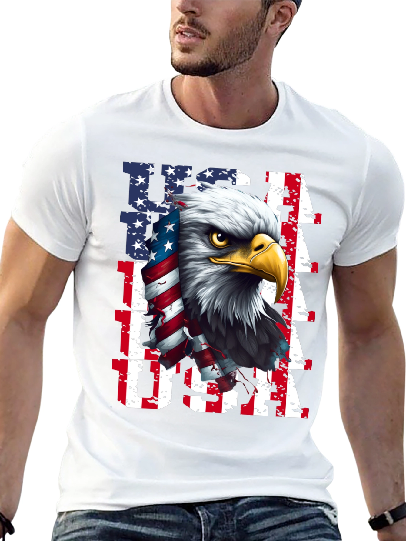 USA Eagle Graphic Tee - Patriotic Mens Shirt