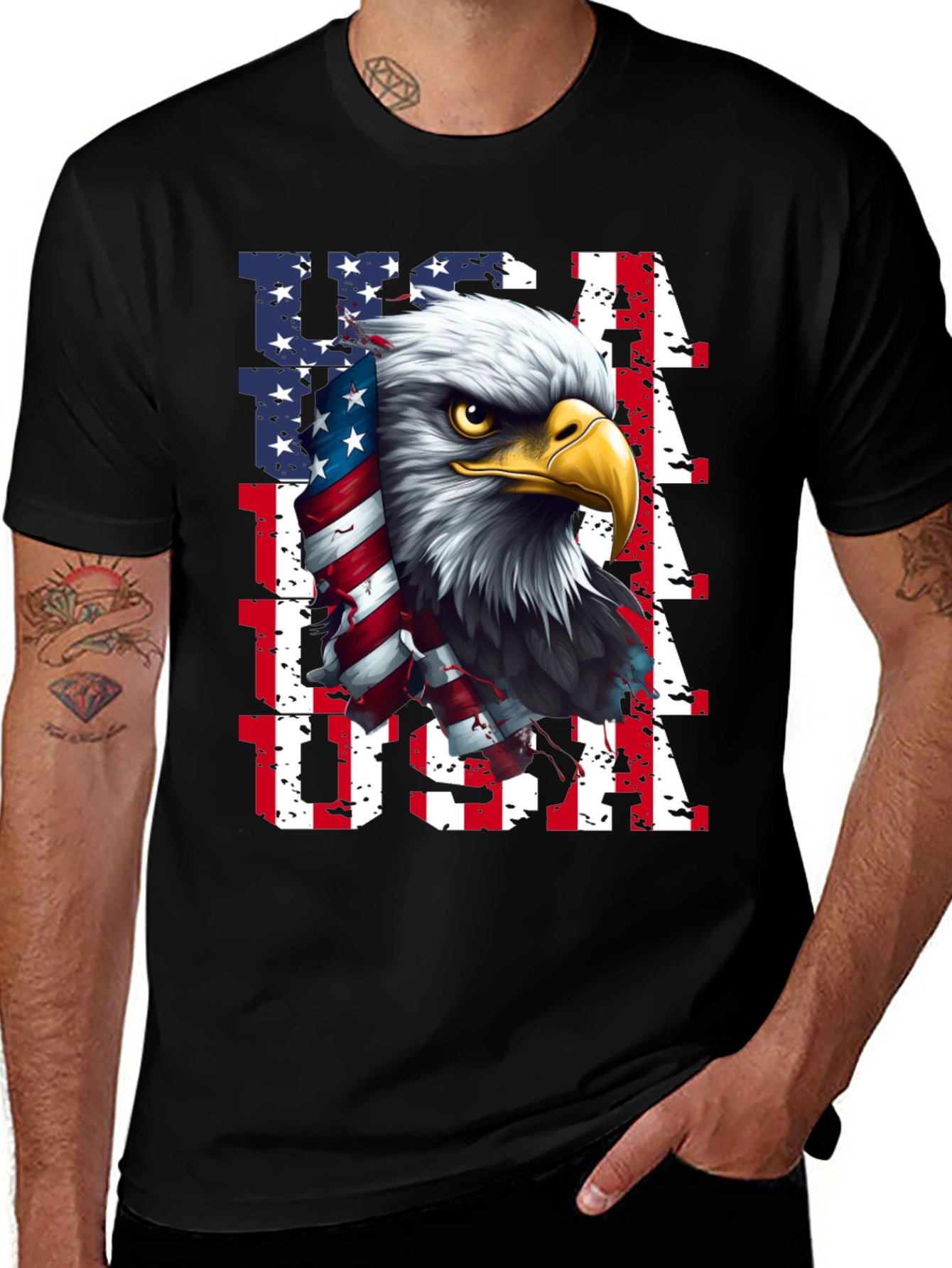 USA Eagle Graphic Tee - Patriotic Mens Shirt