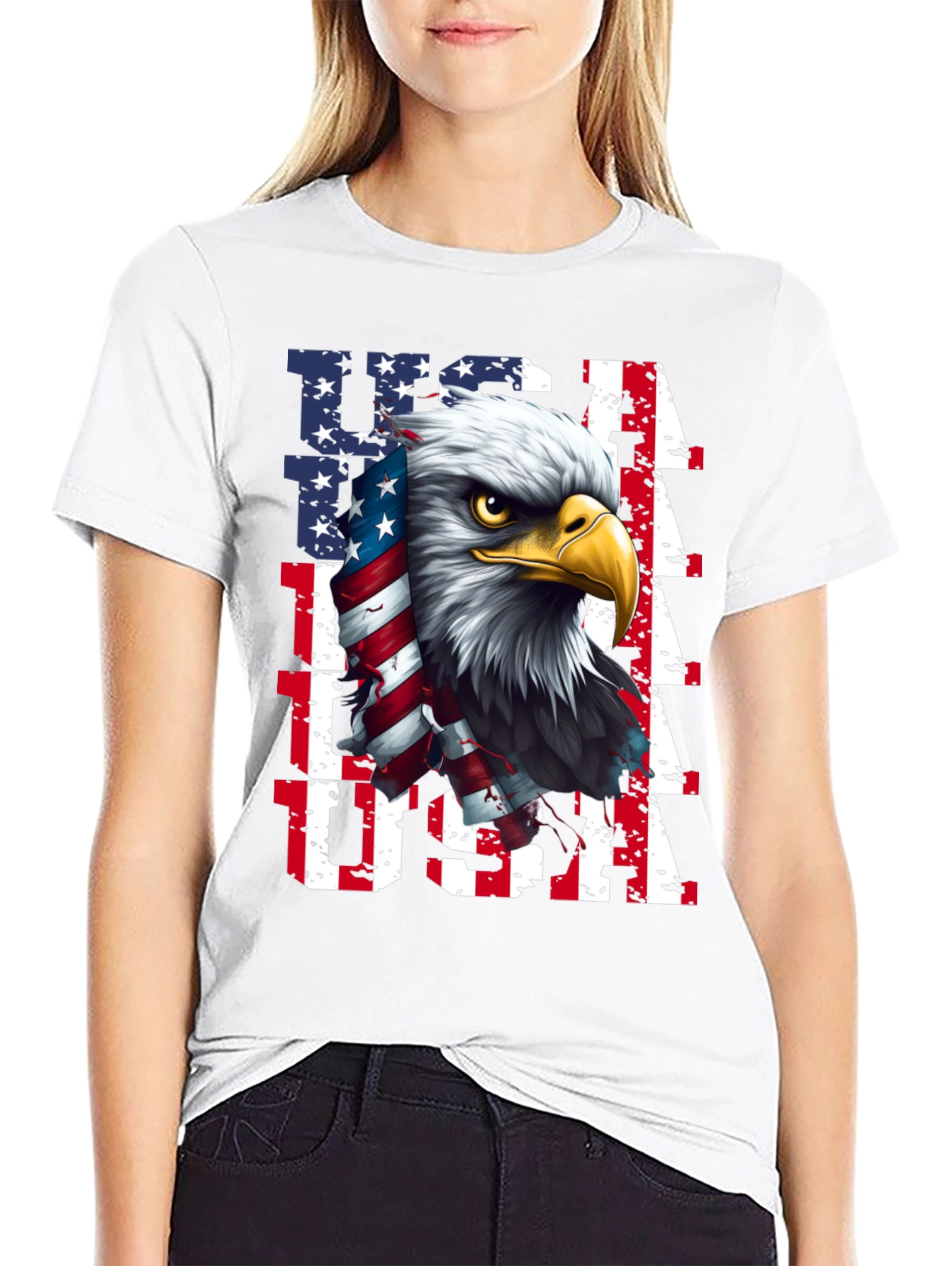 USA Eagle Graphic Tee - Patriotic Mens Shirt