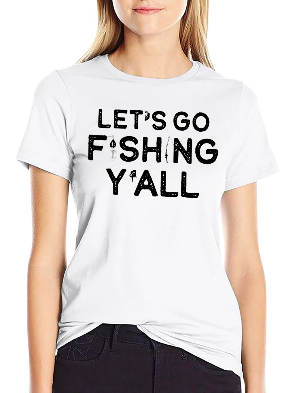 Lets Go Fishing Yall Black Graphic Tee