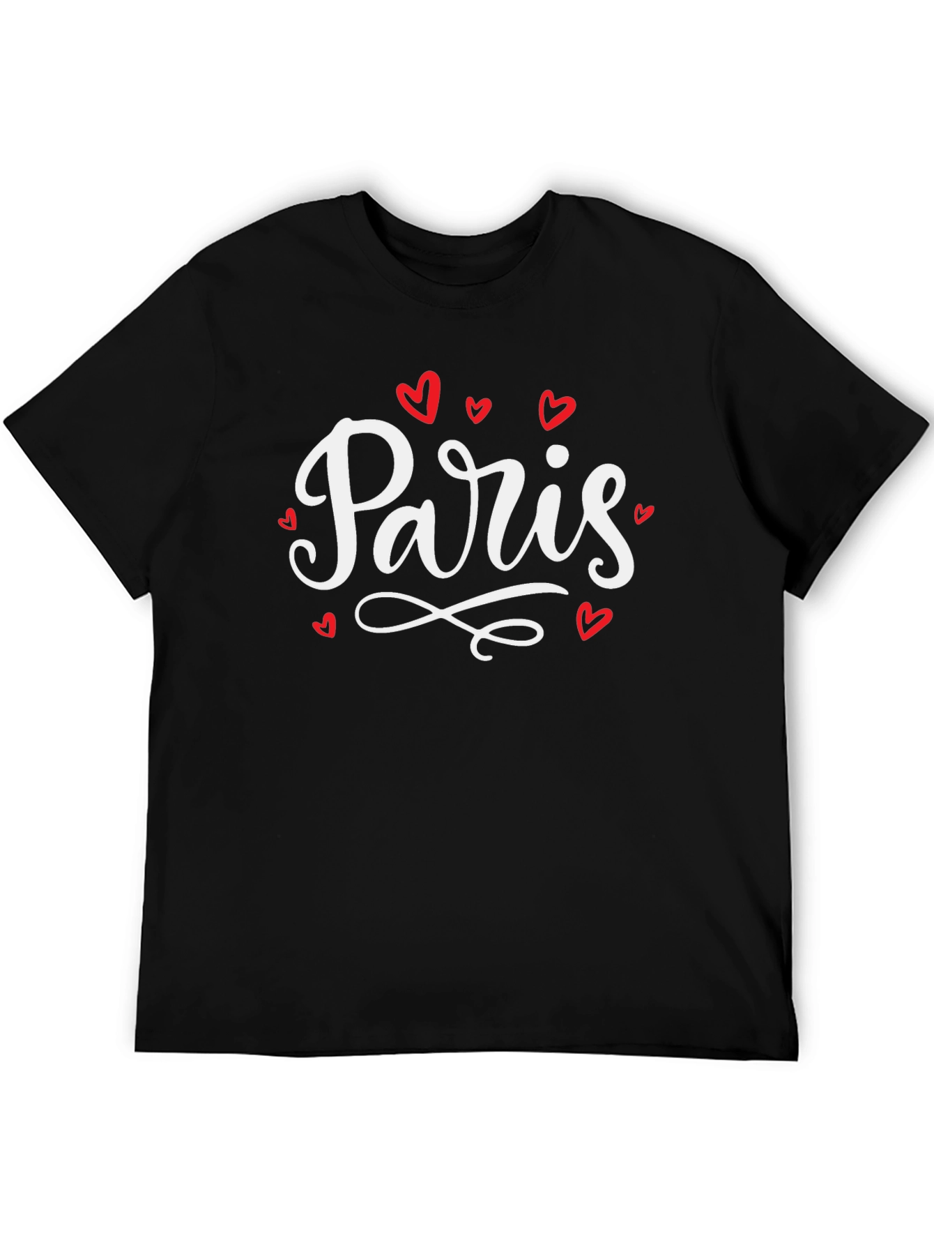 Paris Heart T-Shirt - Black Cotton Graphic Tee