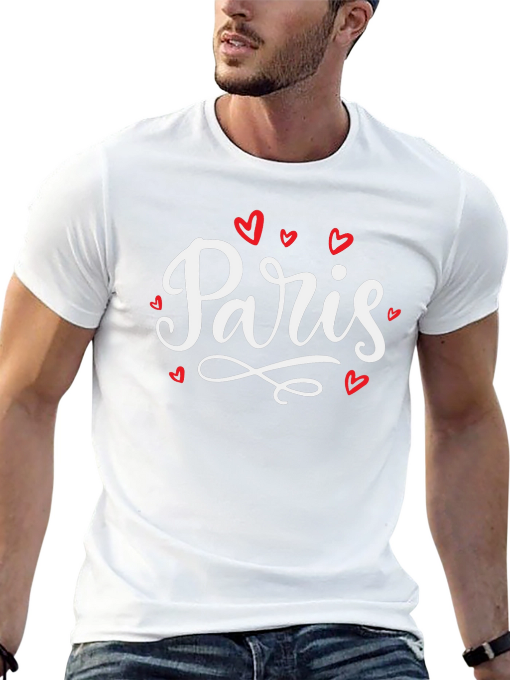Paris Heart T-Shirt - Black Cotton Graphic Tee