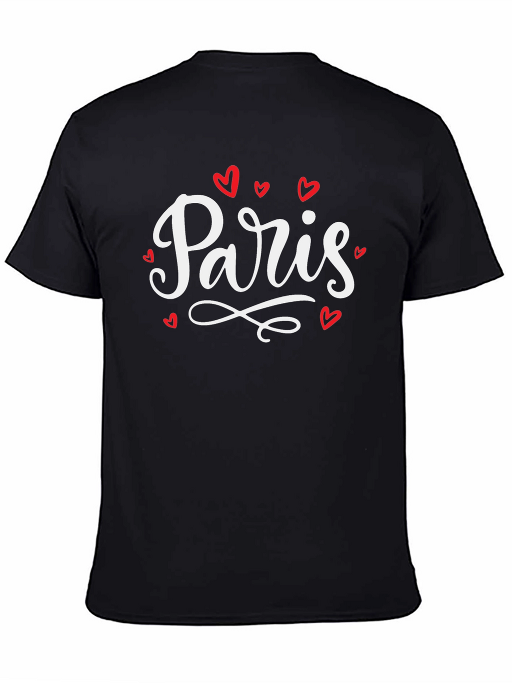 Paris Heart T-Shirt - Black Cotton Graphic Tee
