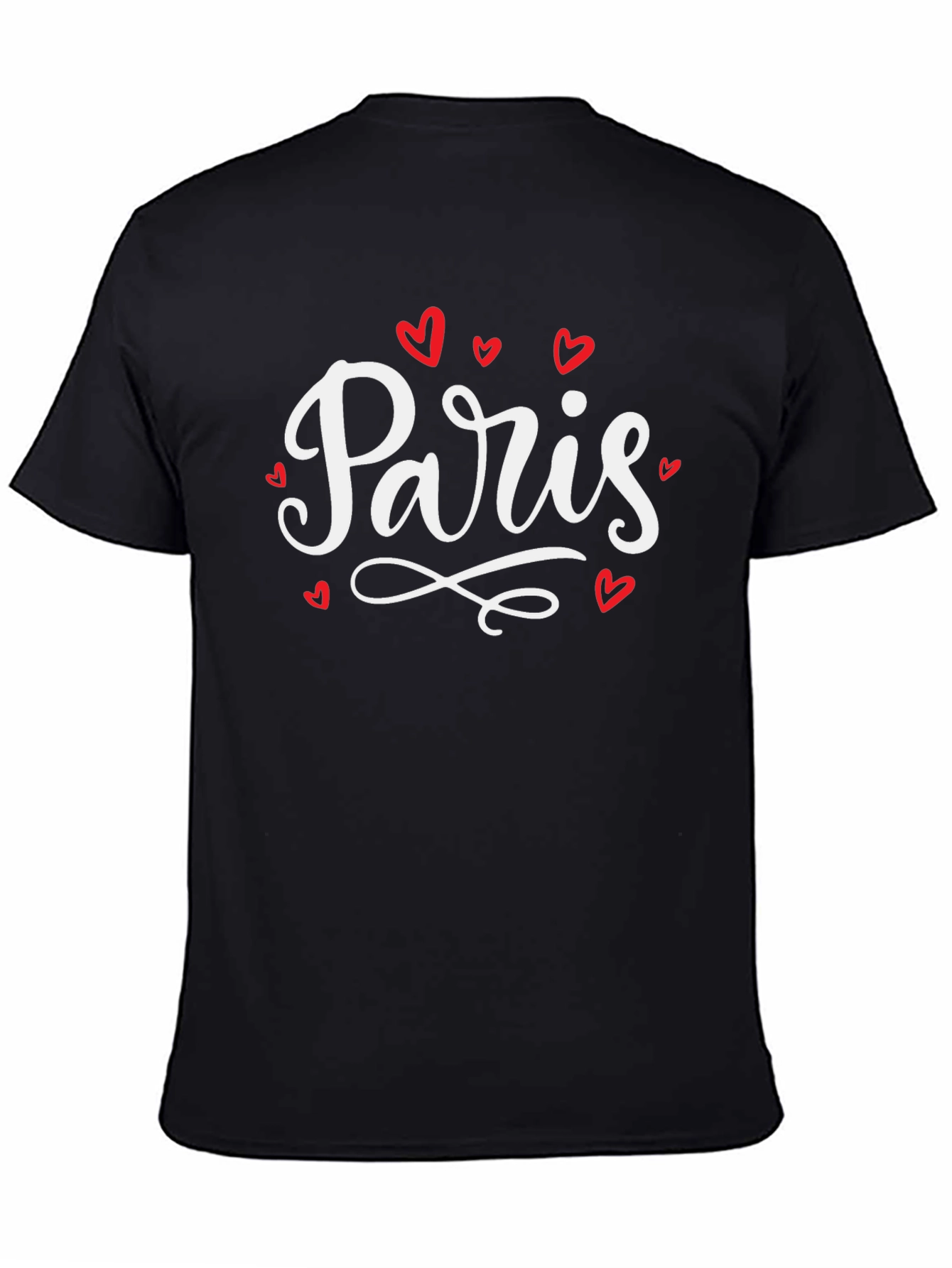 Paris Heart T-Shirt - Black Cotton Graphic Tee