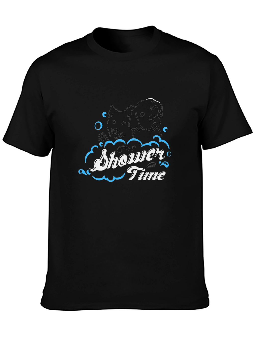 Shower Time Graphic Print Black T-Shirt