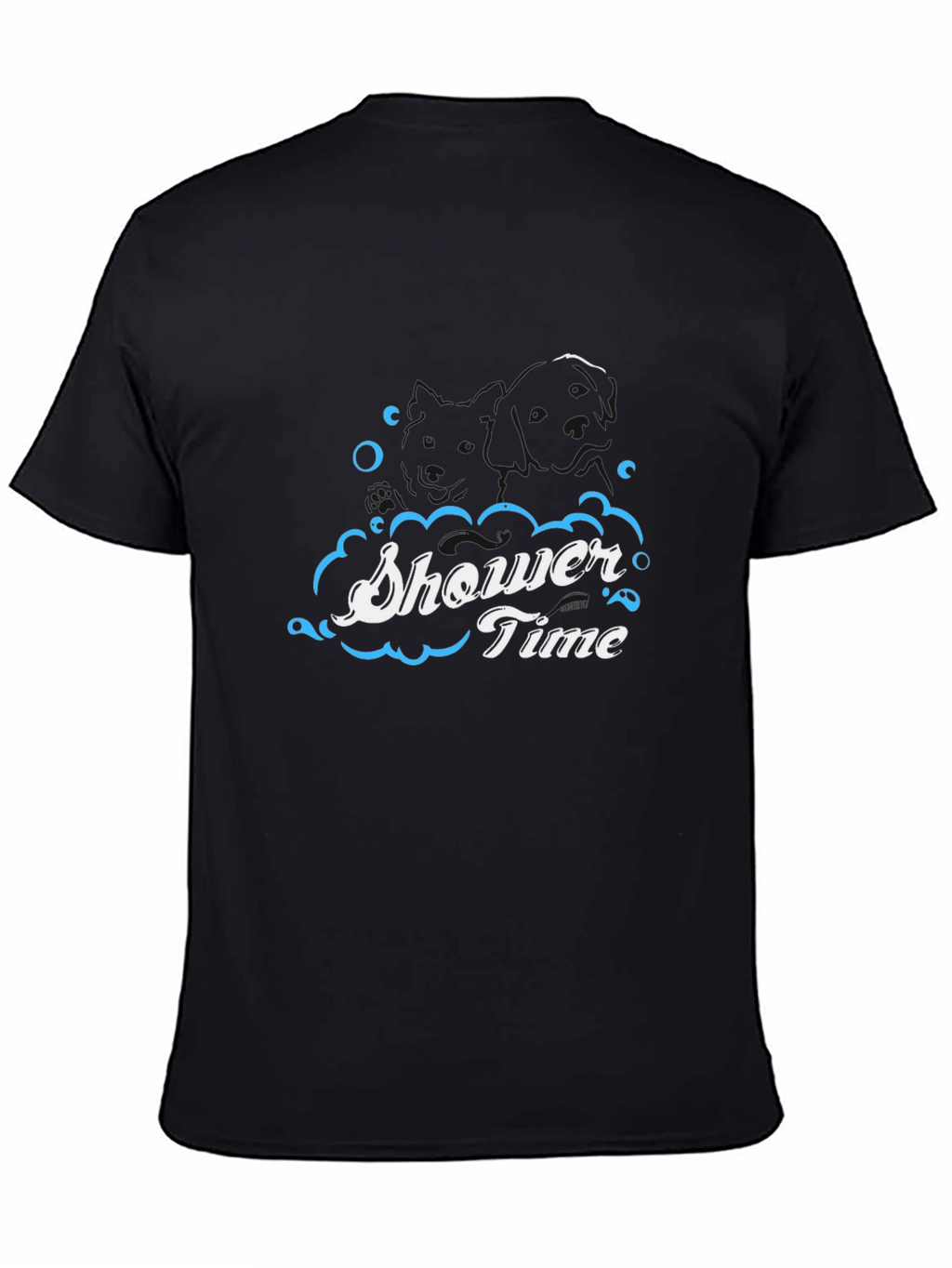 Shower Time Graphic Print Black T-Shirt