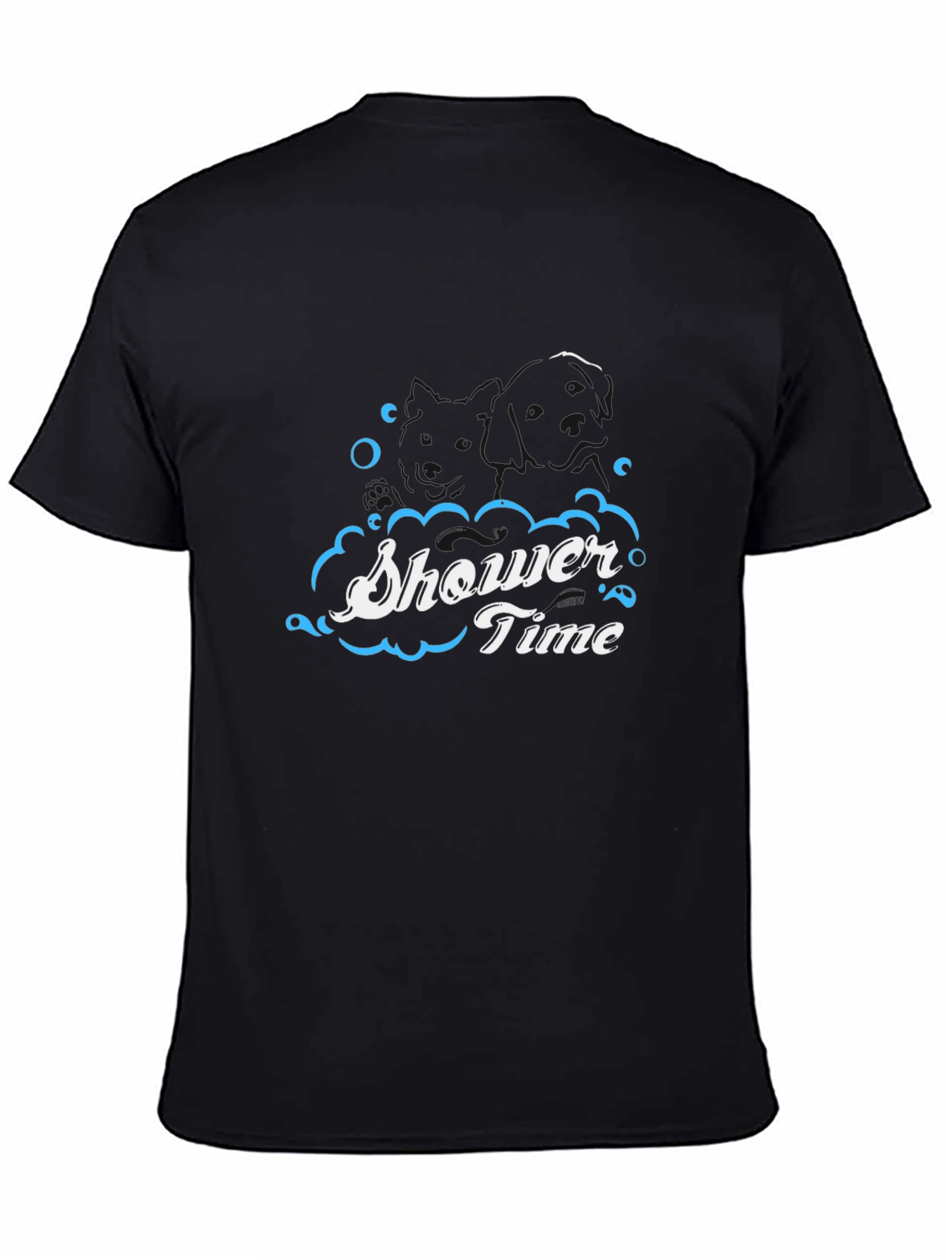 Shower Time Graphic Print Black T-Shirt