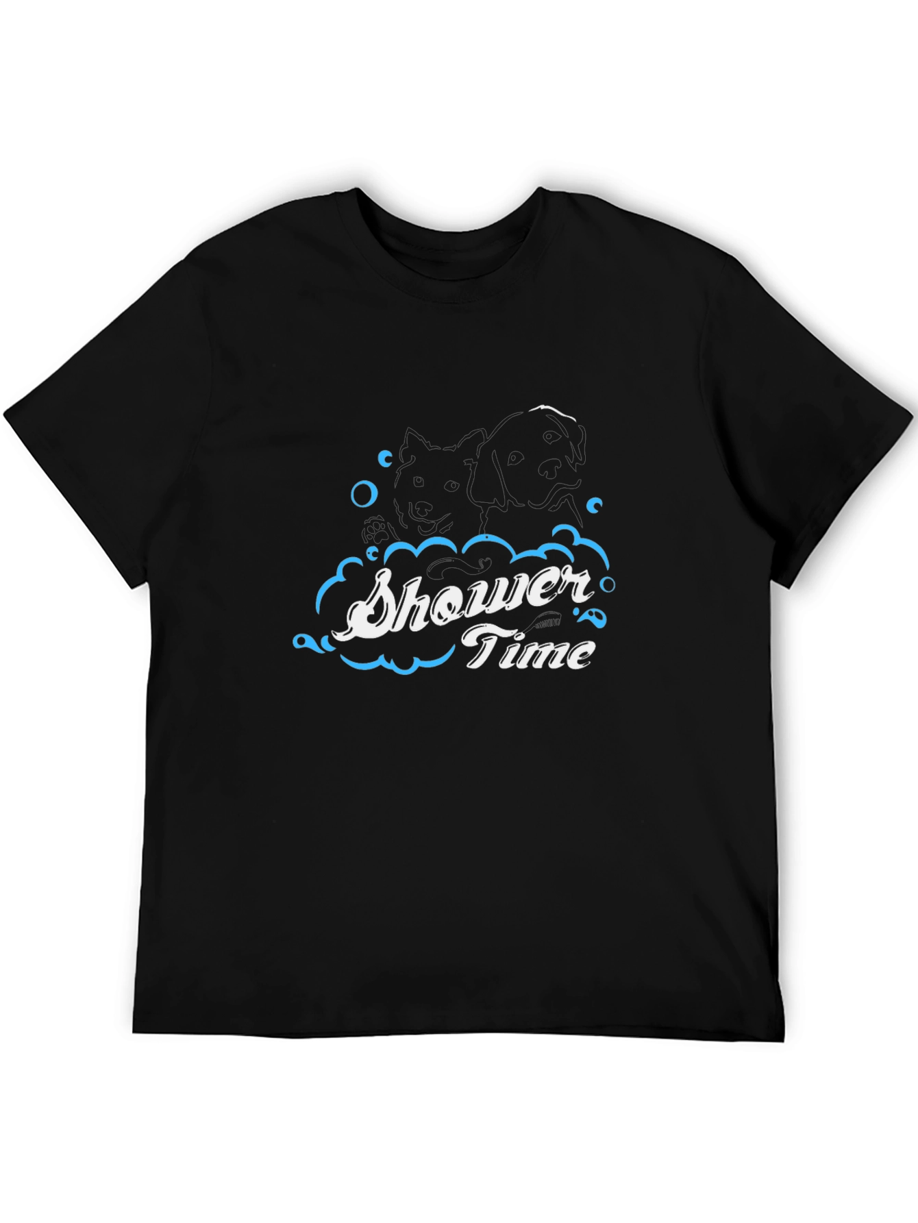 Shower Time Graphic Print Black T-Shirt
