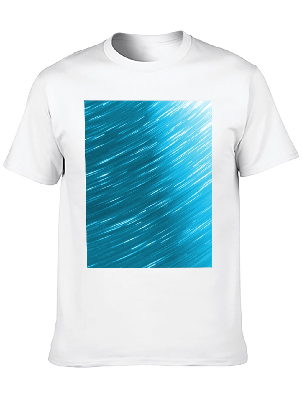 Abstract Aqua Star Trail Graphic Black T-Shirt