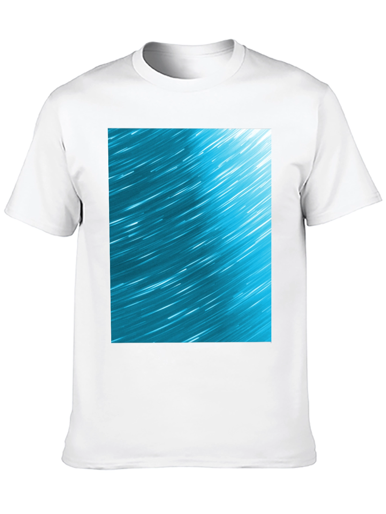 Abstract Aqua Star Trail Graphic Black T-Shirt