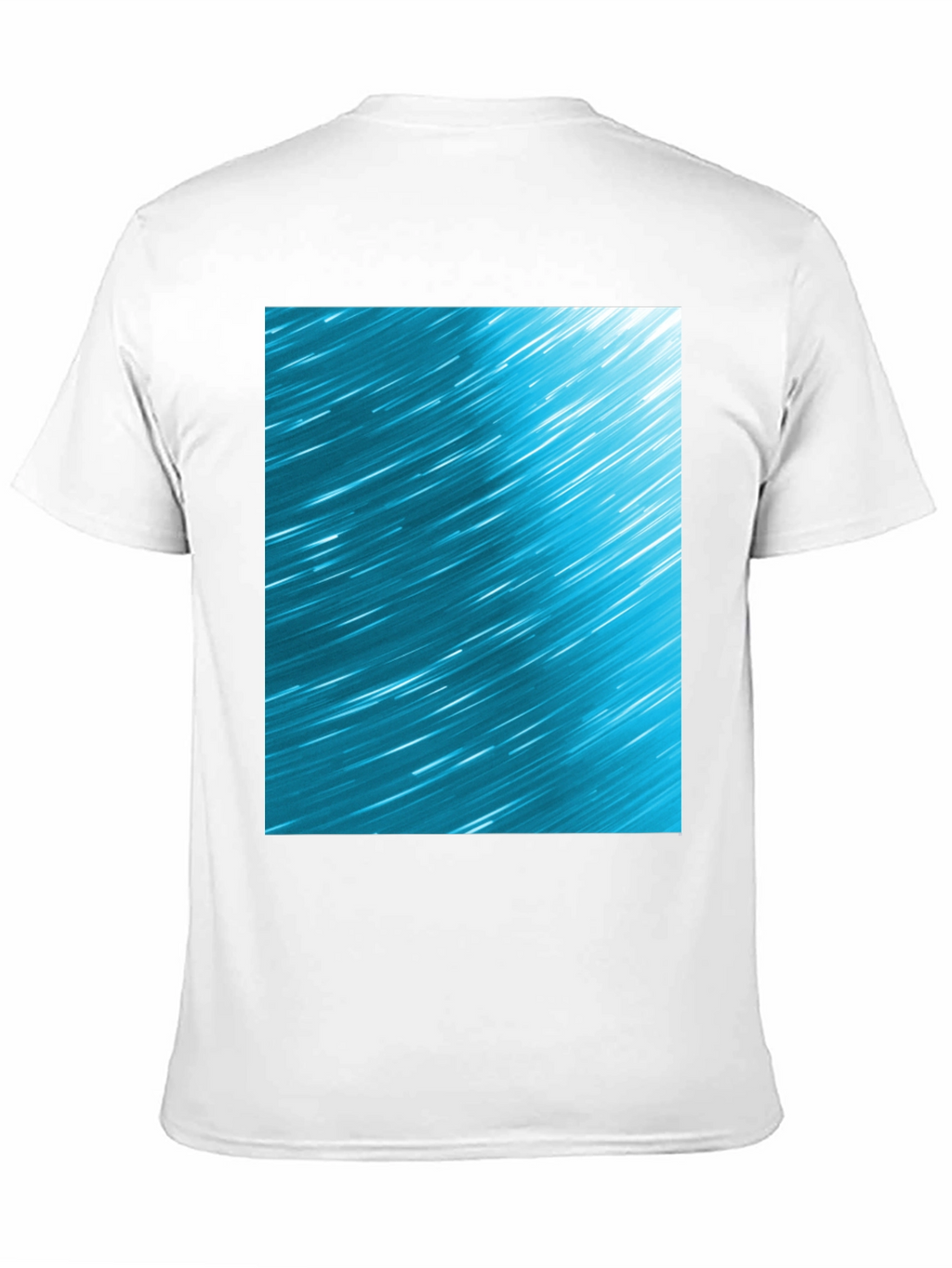 Abstract Aqua Star Trail Graphic Black T-Shirt
