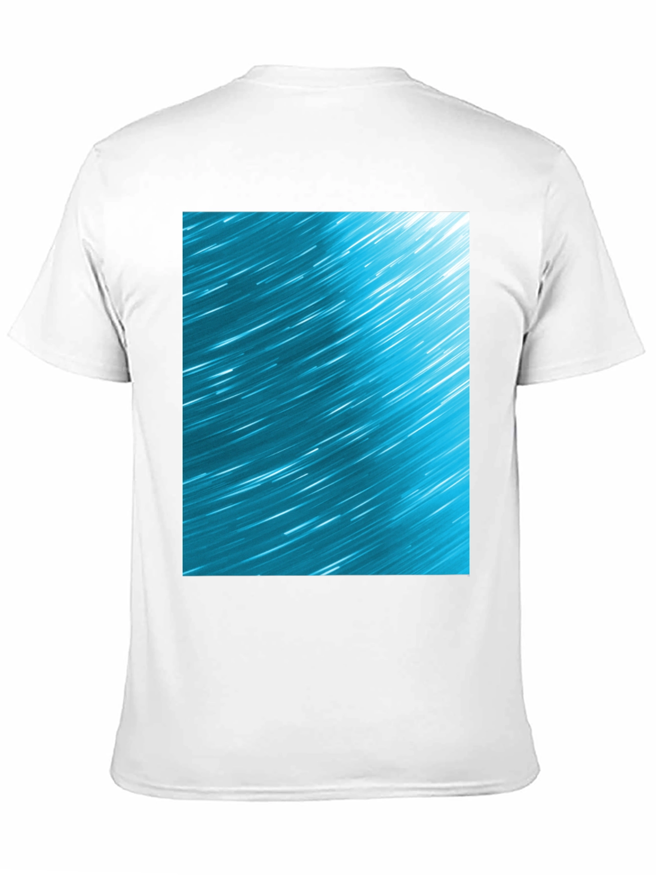 Abstract Aqua Star Trail Graphic Black T-Shirt