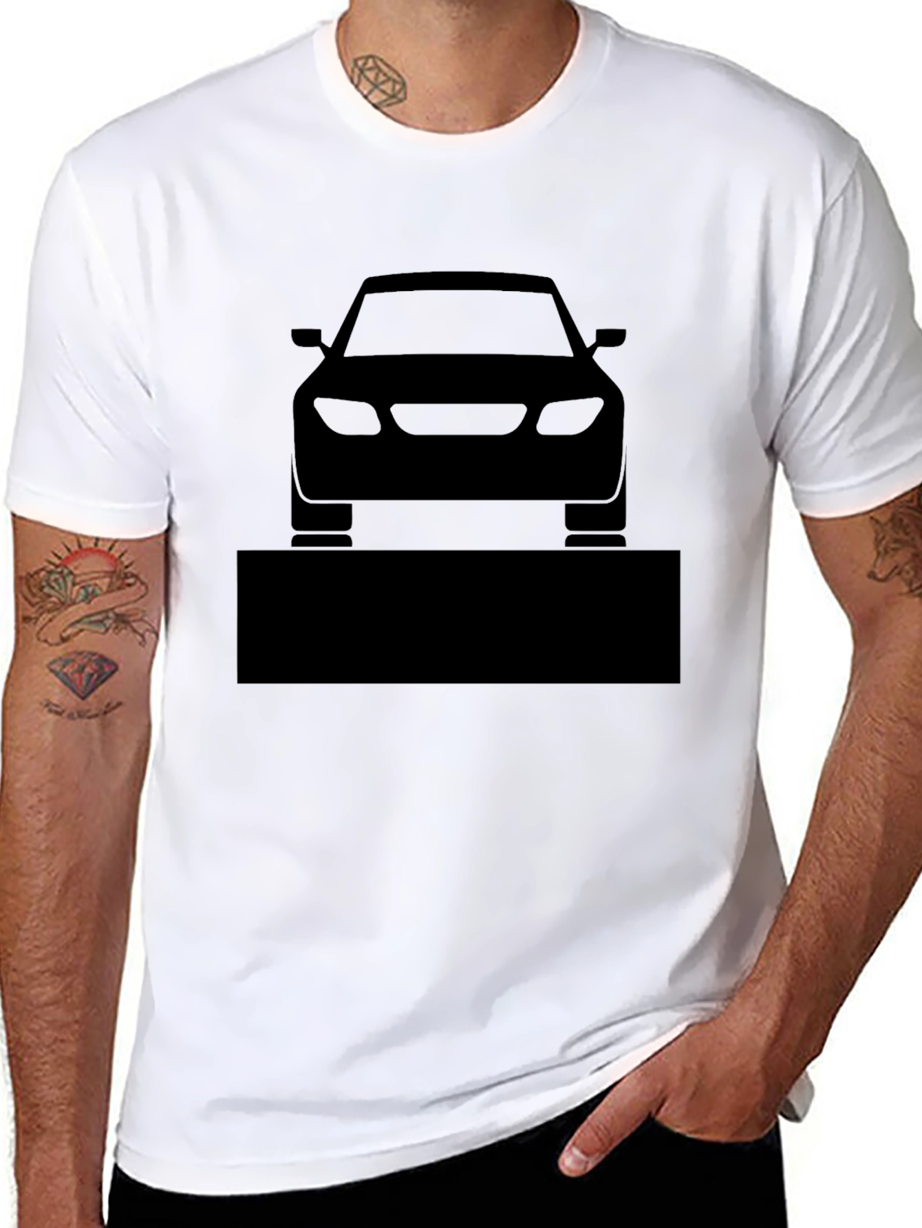 Mens Black Car Graphic T-Shirt