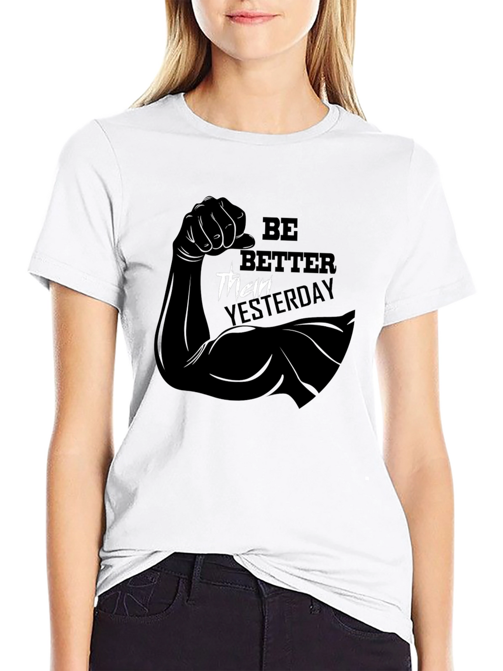Be Better Than Yesterday Black Graphic T-Shirt