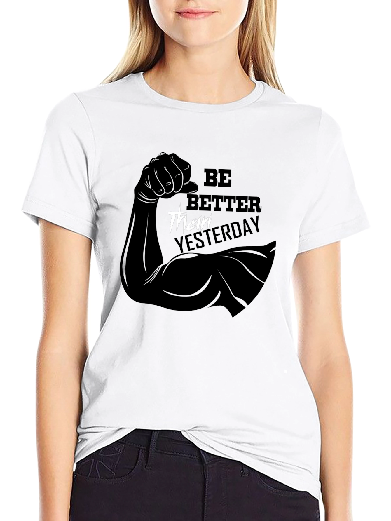 Be Better Than Yesterday Black Graphic T-Shirt