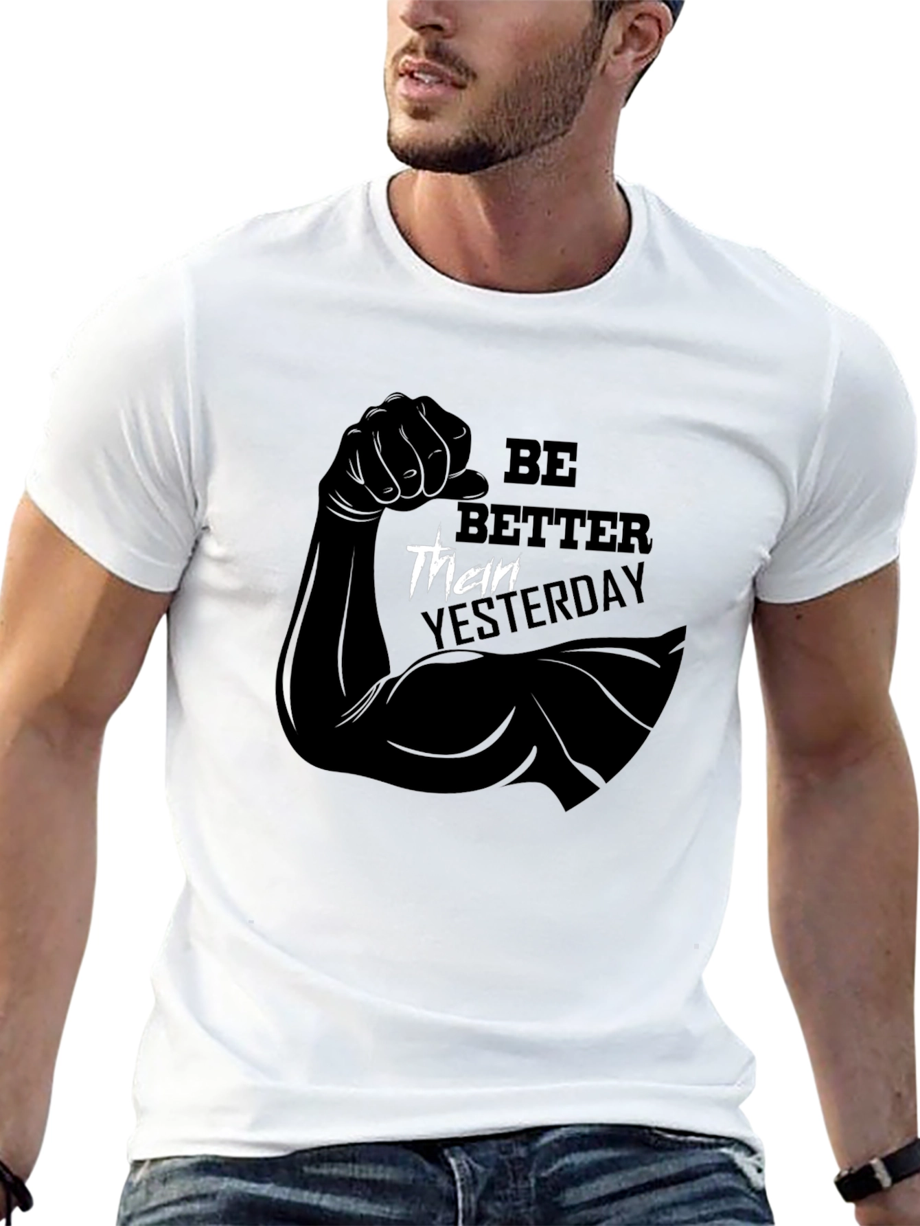 Be Better Than Yesterday Black Graphic T-Shirt