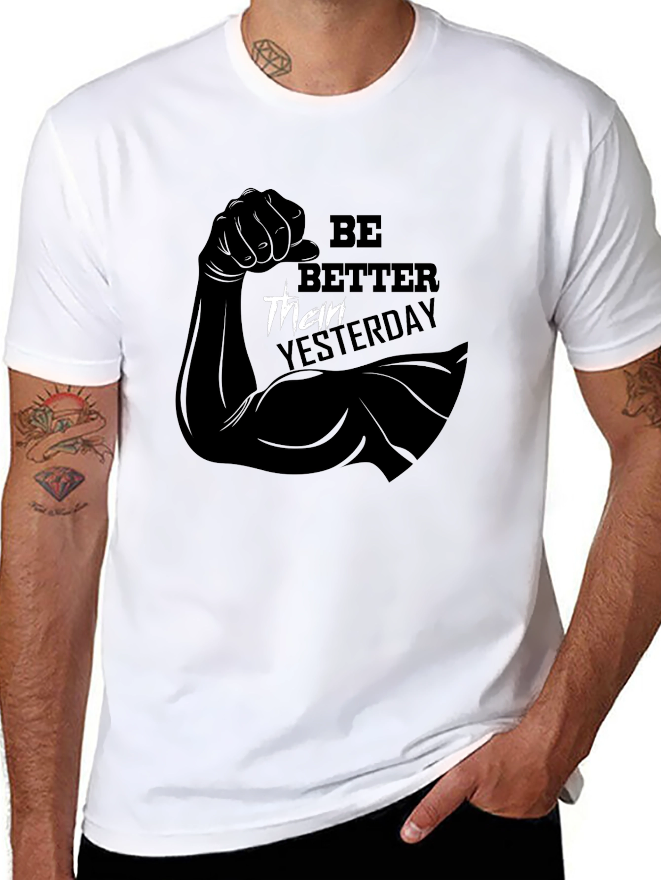 Be Better Than Yesterday Black Graphic T-Shirt