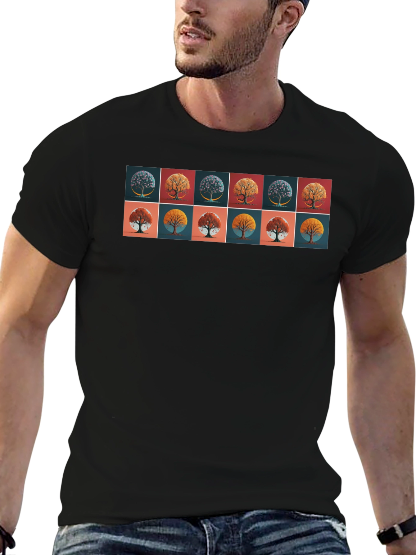 Tree Art Graphic Black T-Shirt