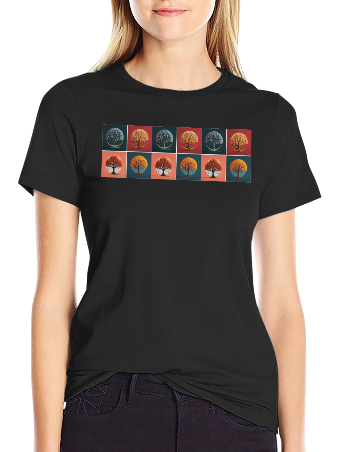 Tree Art Graphic Black T-Shirt