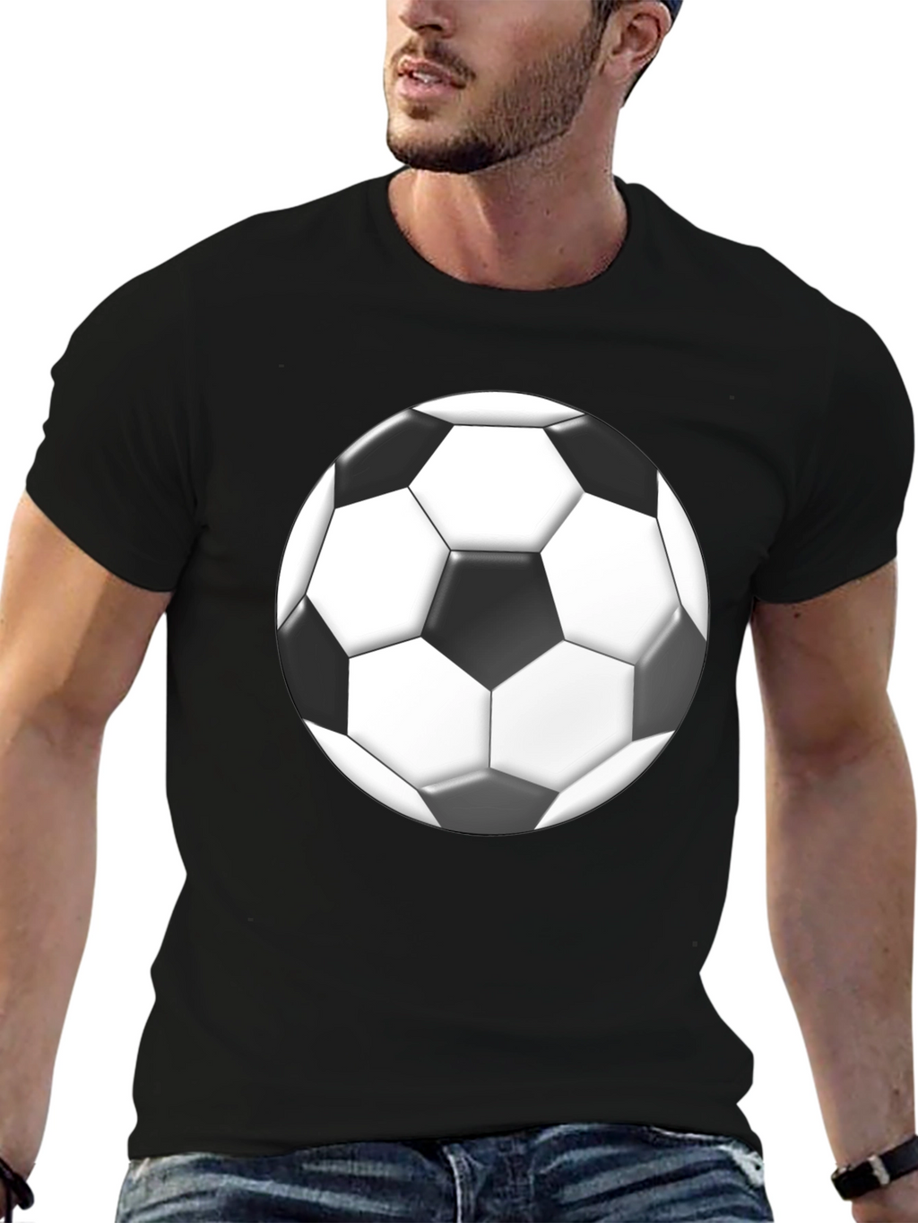 Soccer Ball Graphic Black T-Shirt