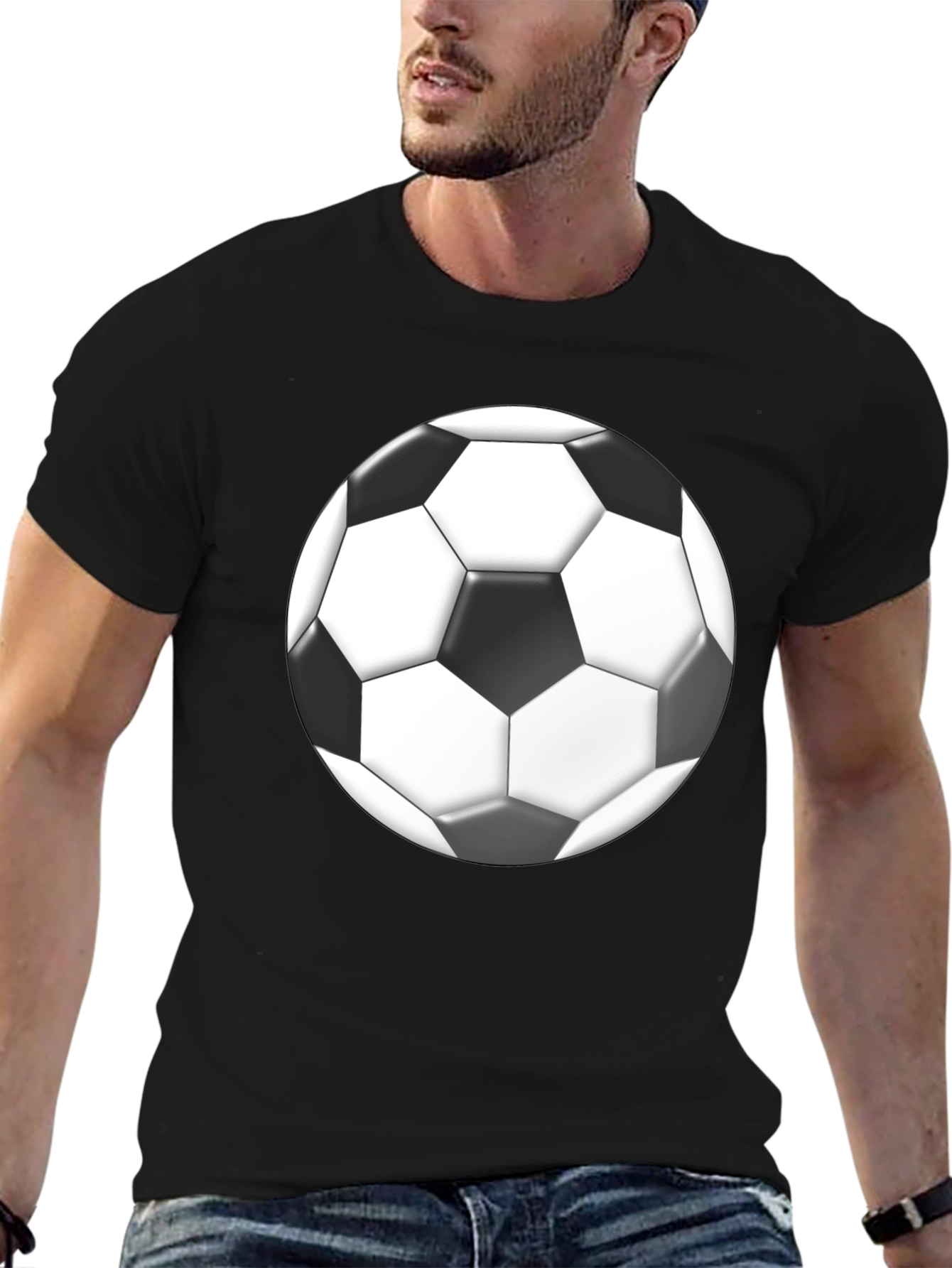 Soccer Ball Graphic Black T-Shirt
