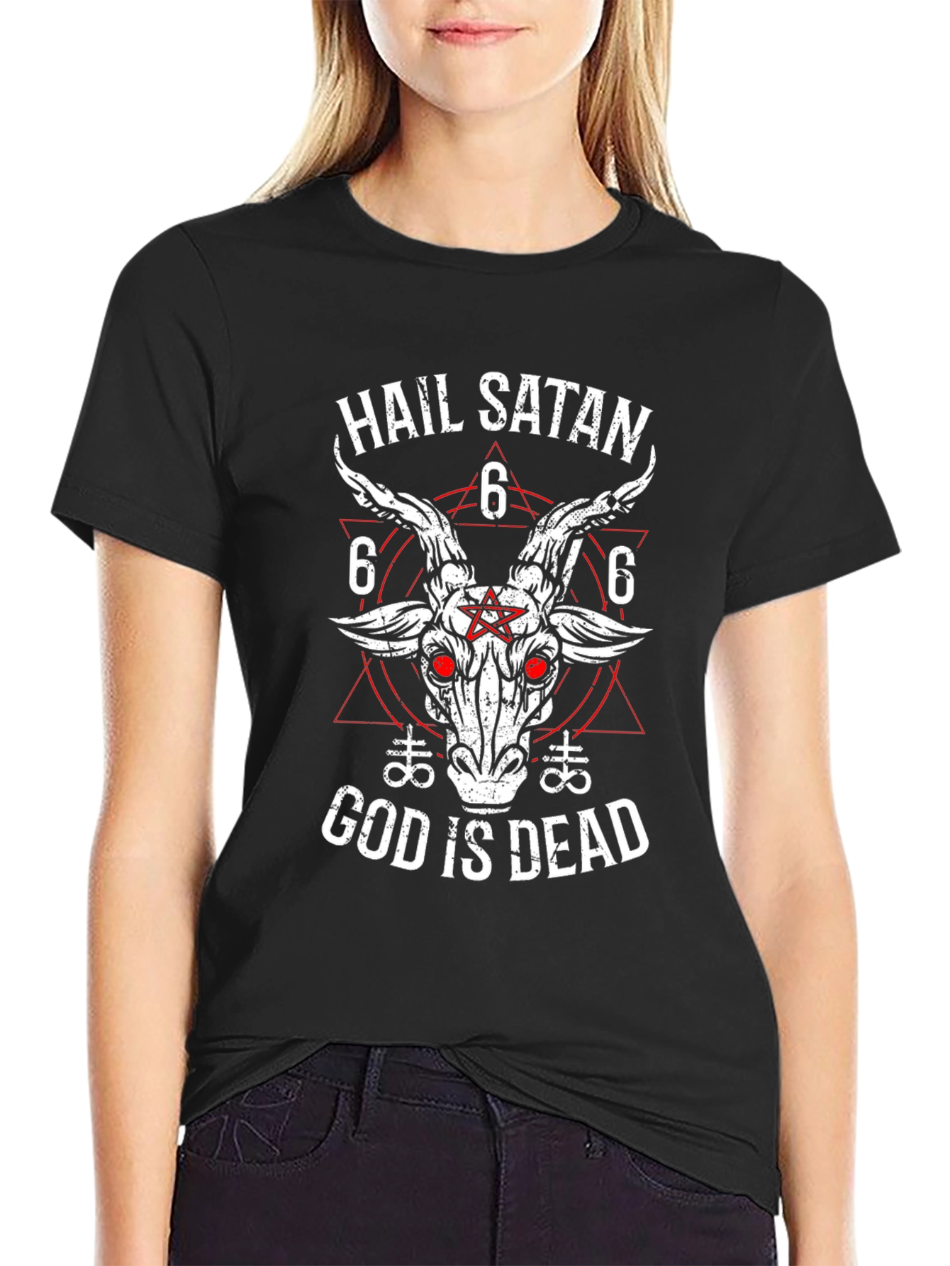 Hail Satan God is Dead T-Shirt - Baphomet Graphic Tee