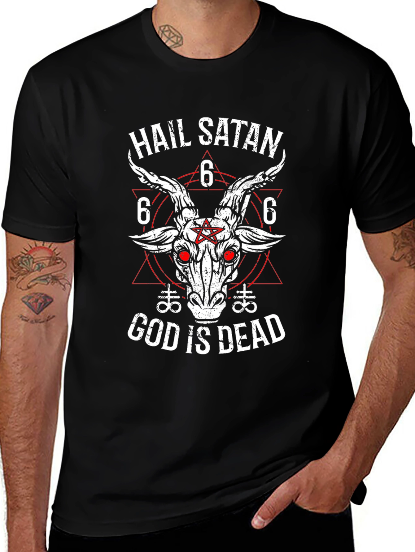 Hail Satan God is Dead T-Shirt - Baphomet Graphic Tee