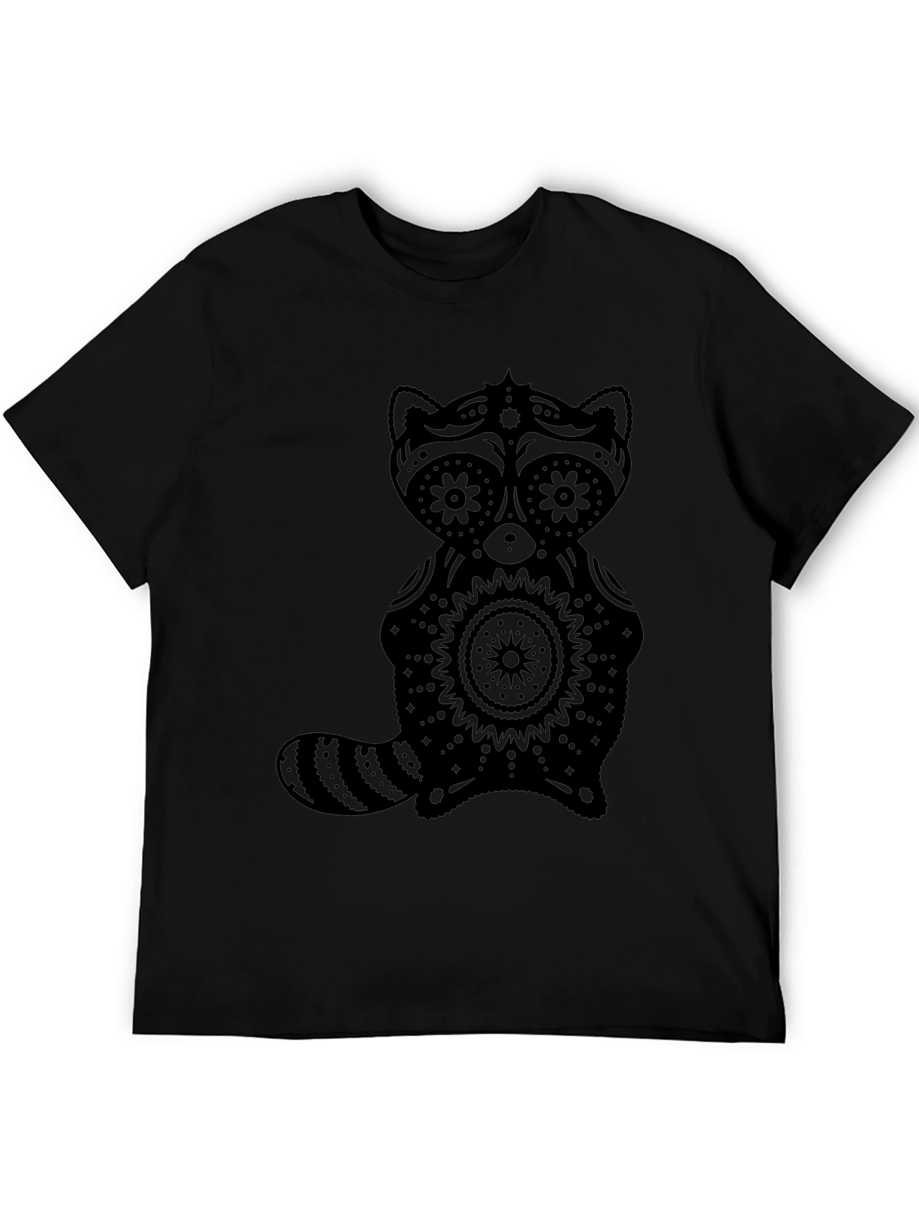 Sugar Skull Raccoon Graphic T-Shirt - Black