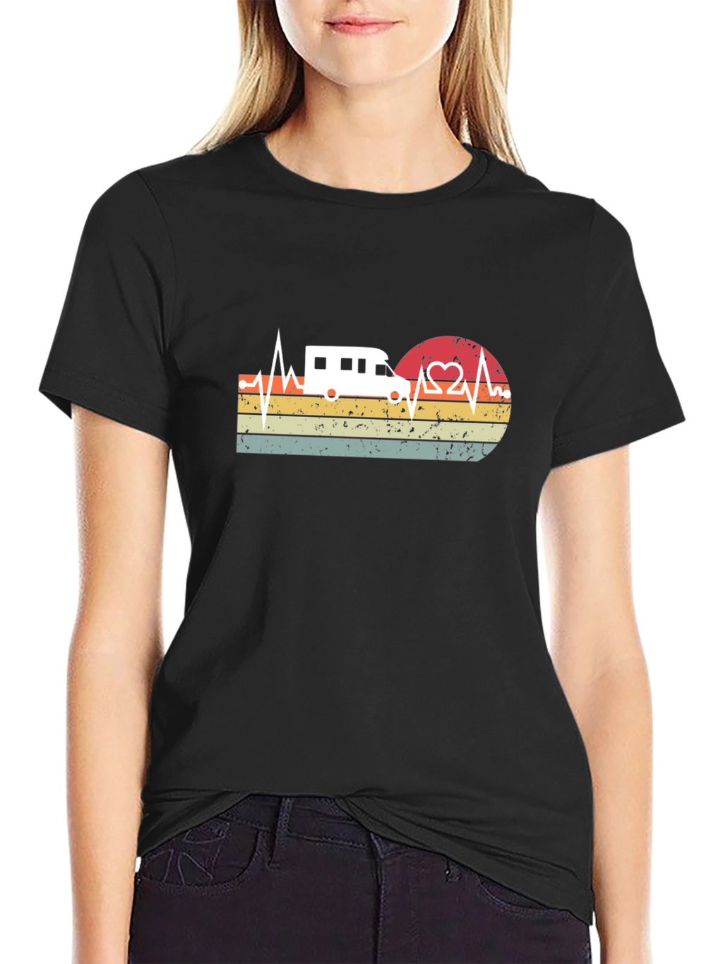 Retro Camping RV Heartbeat T-Shirt