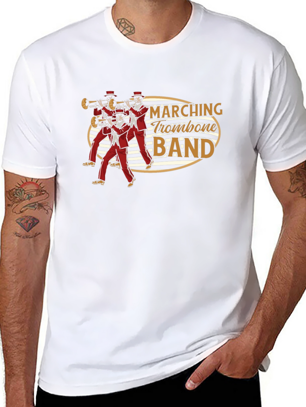 Marching Trombone Band Graphic Tee - Black Cotton T-Shirt