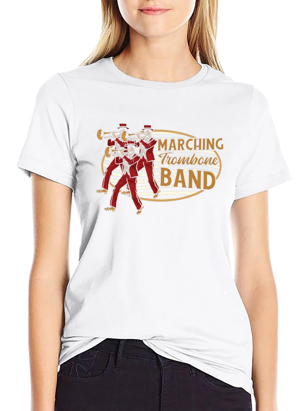 Marching Trombone Band Graphic Tee - Black Cotton T-Shirt