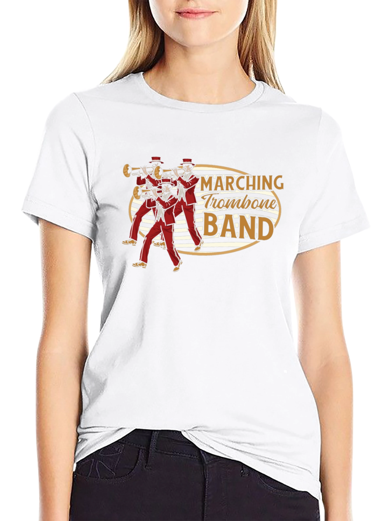Marching Trombone Band Graphic Tee - Black Cotton T-Shirt